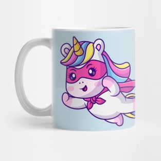 Cute Unicorn Super Hero Flying Cartoon Mug